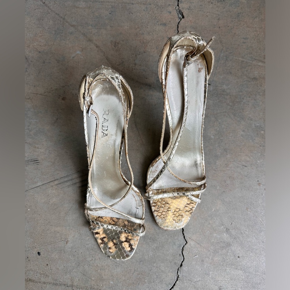 PRADA Gold Snake Heels